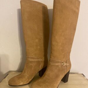 Valentino Women’s Tall Suede Riding Boots - Tan